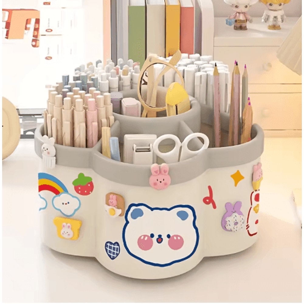 360 Degree Rotating Desk Organizer Multi Compartment Storage Caddy 4