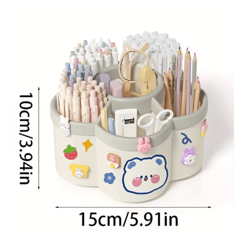 360 Degree Rotating Desk Organizer Multi Compartment Storage Caddy 6