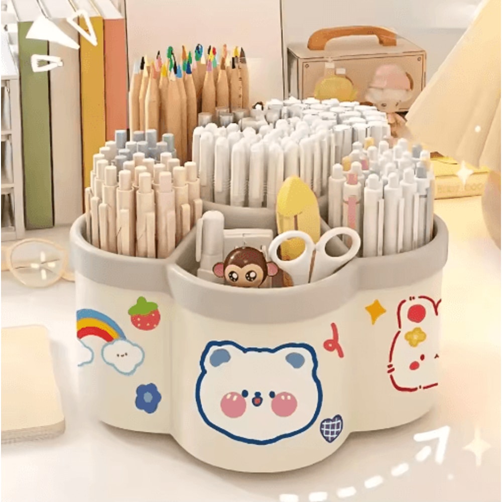 360 Degree Rotating Desk Organizer Multi Compartment Storage Caddy 9