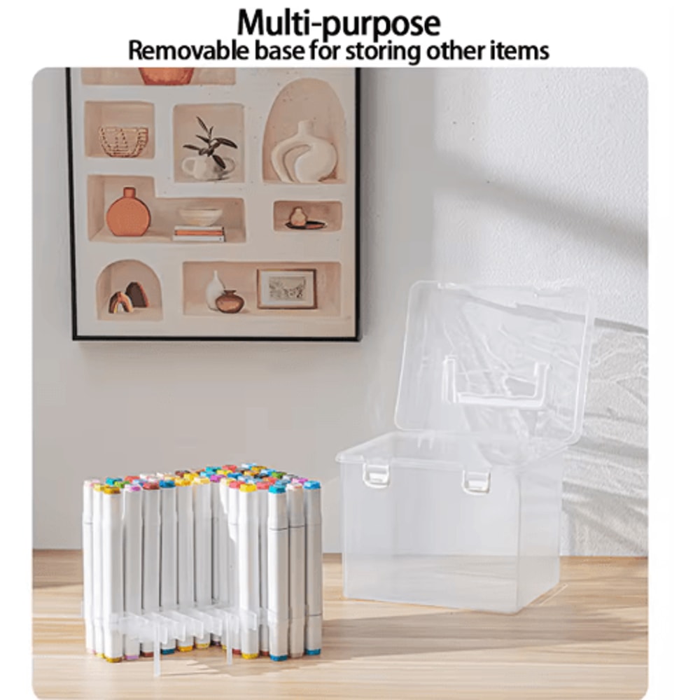 Portable Transparent Multi Slot Marker Organizer With Handheld Design 4