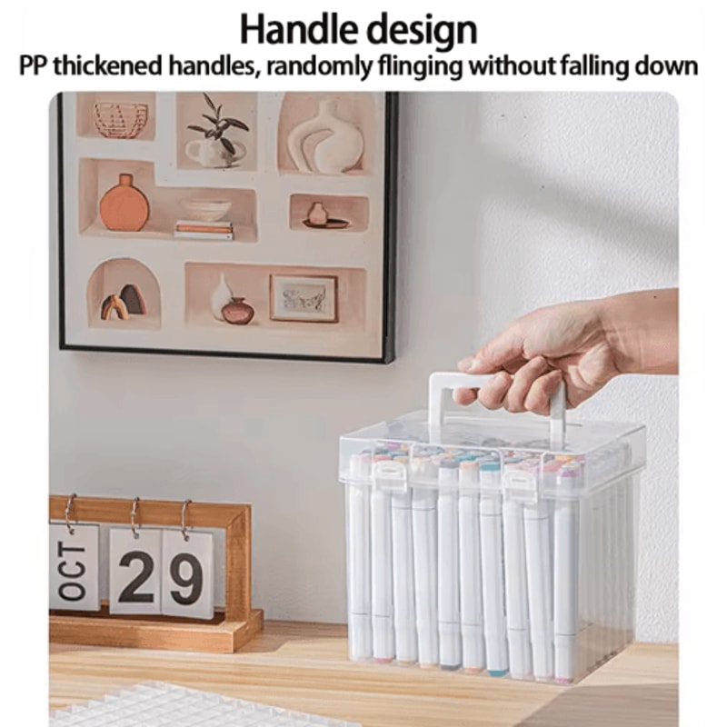 Portable Transparent Multi Slot Marker Organizer With Handheld Design 6