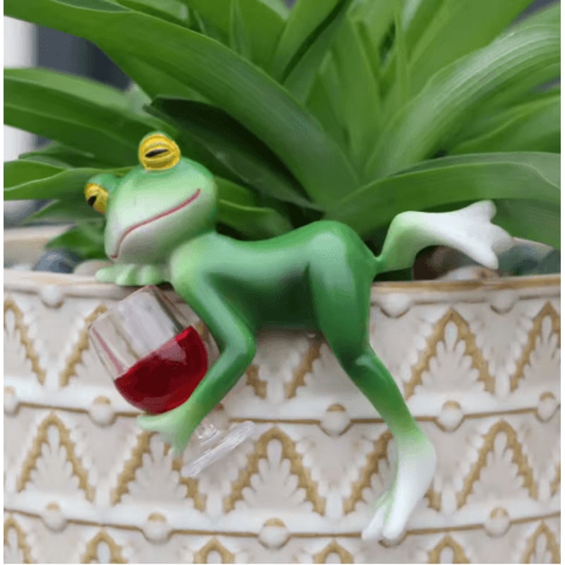 Frog Wine Glass Garden Hanging Whimsical Frog Garden Decor 3