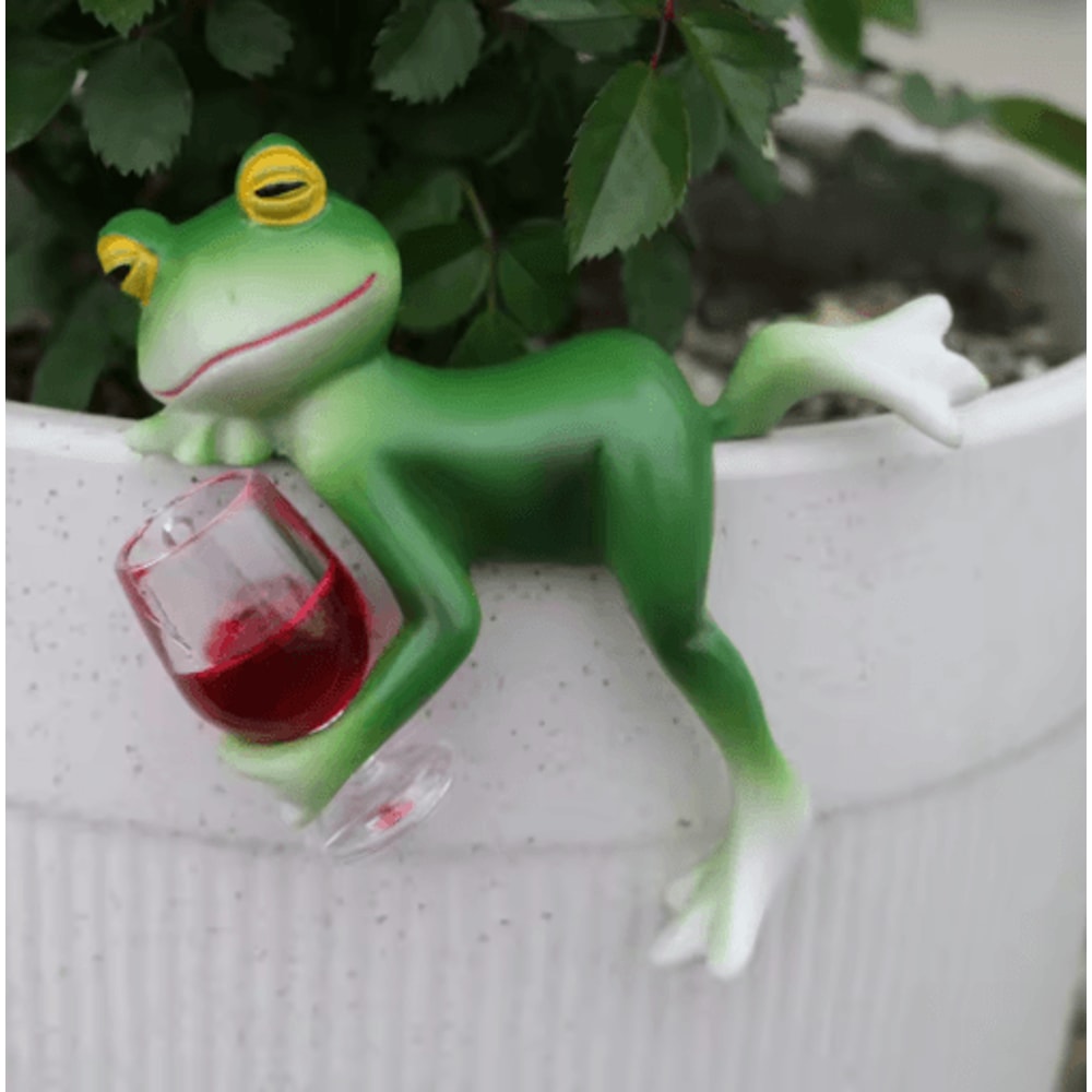 Frog Wine Glass Garden Hanging Whimsical Frog Garden Decor 4