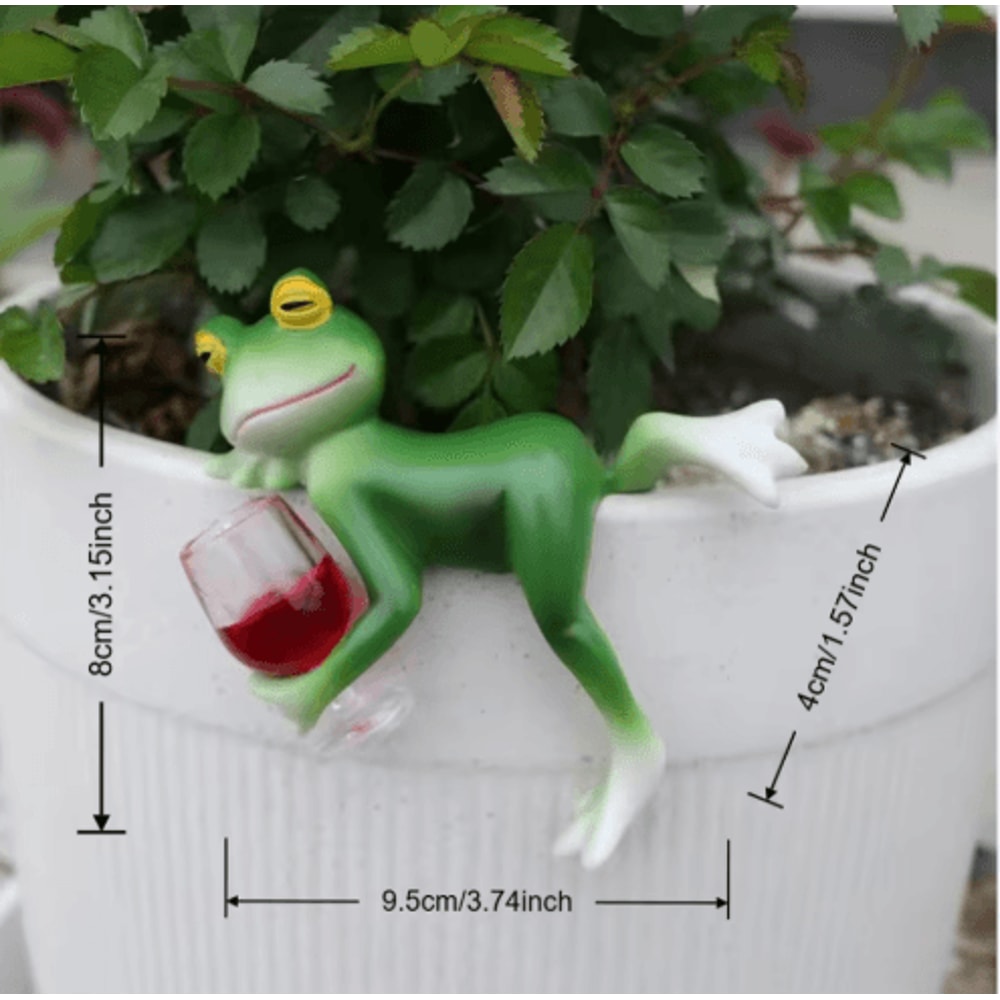 Frog Wine Glass Garden Hanging Whimsical Frog Garden Decor 5