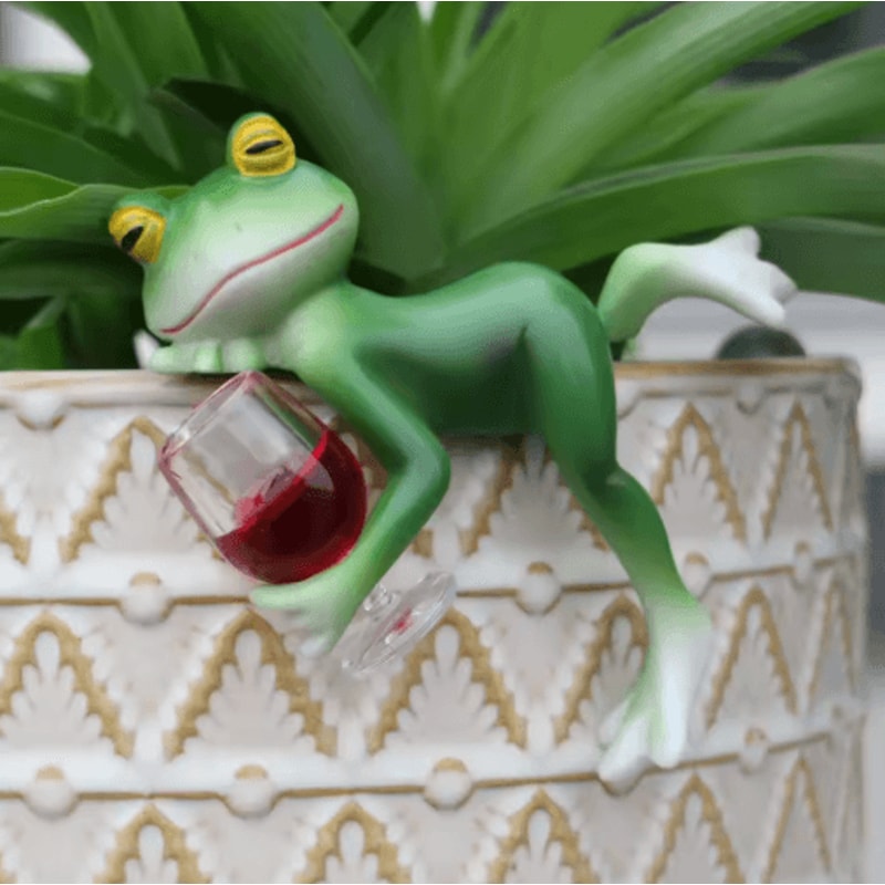 Frog Wine Glass Garden Hanging Whimsical Frog Garden Decor 6