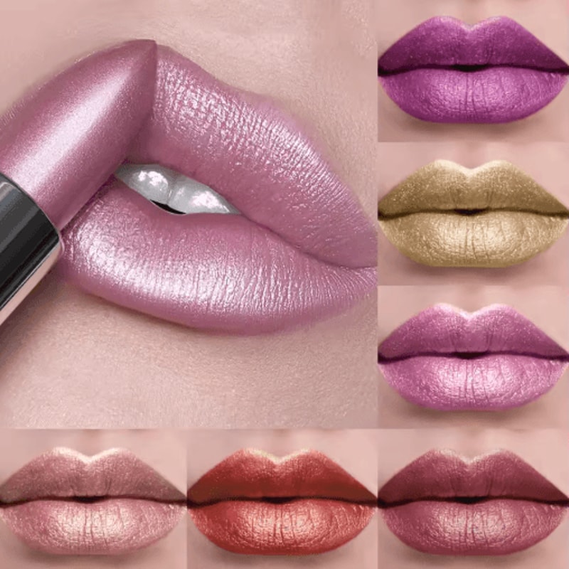 21 Color Glitter Metallic Lipstick Set Long Lasting Pearlescent Lip Tint Collection 0