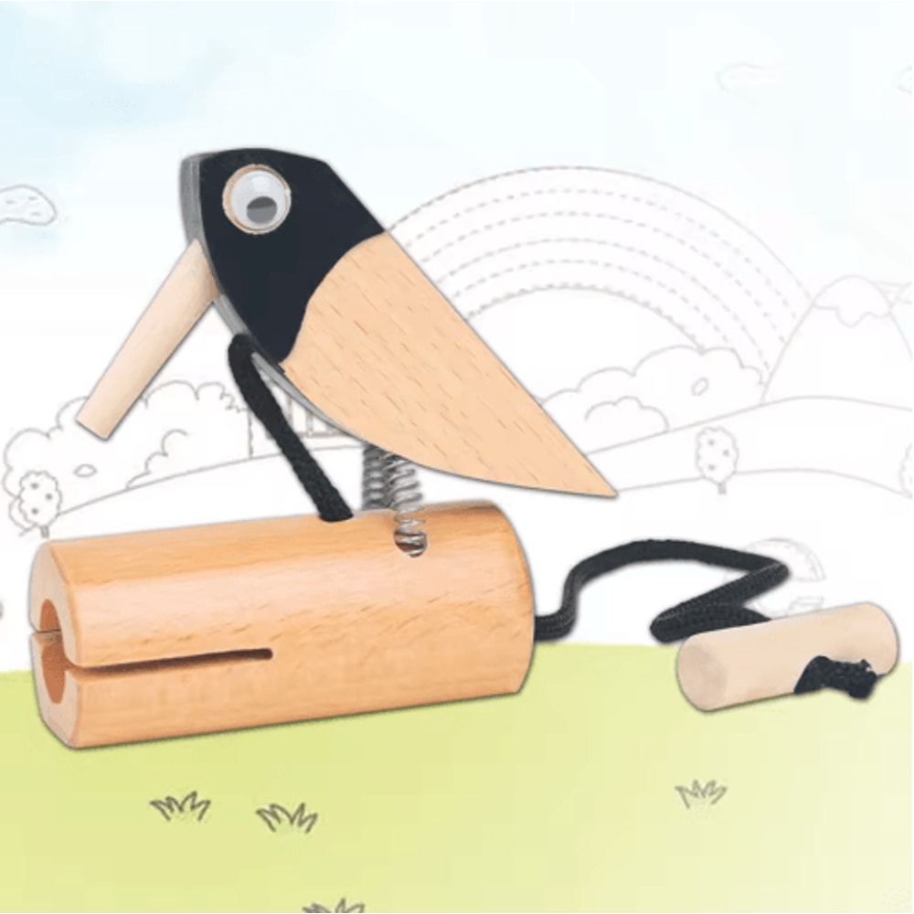 Orff Woodpecker Sound Effect Toy Montessori Early Learning Musical Instrument 0