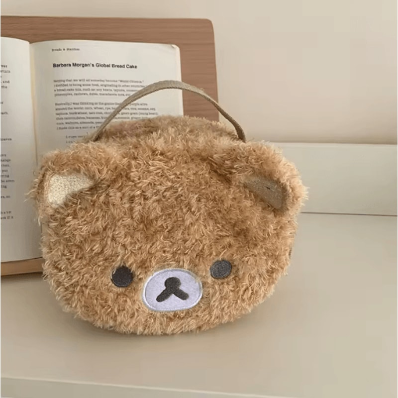 Anime Relaxed Bear Plush Makeup Bag Cute Cosmetic Jewelry Organizer Pouch 1