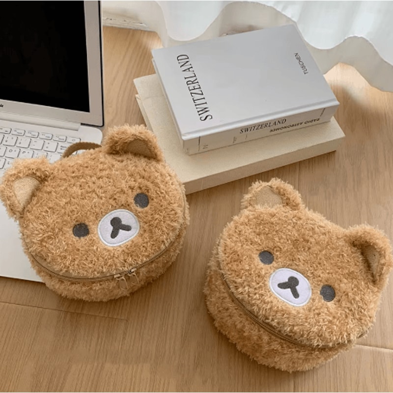 Anime Relaxed Bear Plush Makeup Bag Cute Cosmetic Jewelry Organizer Pouch 3
