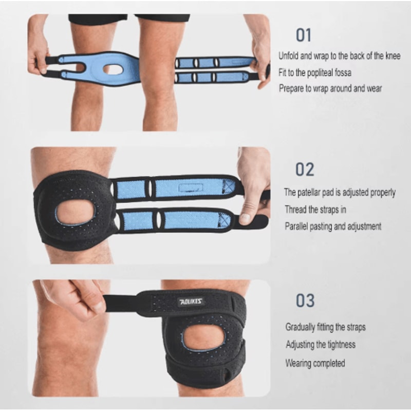 AOLIKES Patella Knee Brace Strap Gel Pad Patellar Tendon Support 7