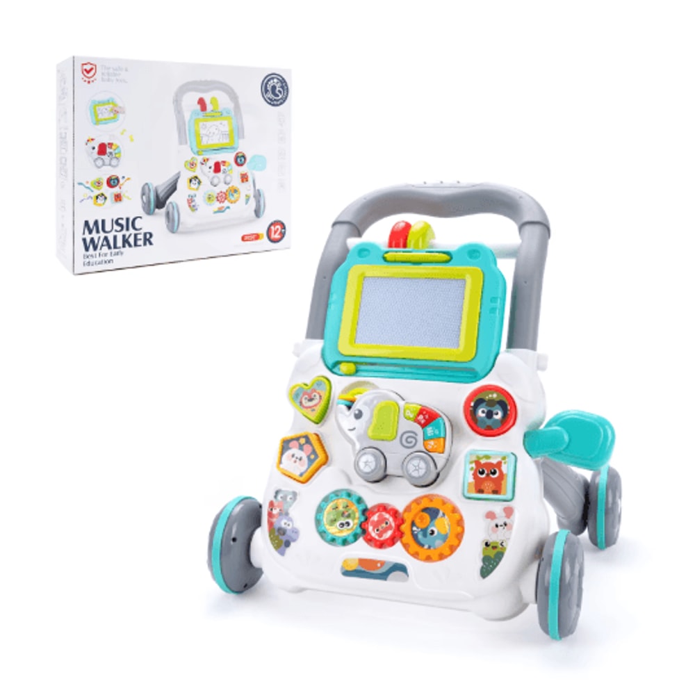 Baby Cartoon Musical Activity Walker Multifunction Learning Walker With Drawing Board 0