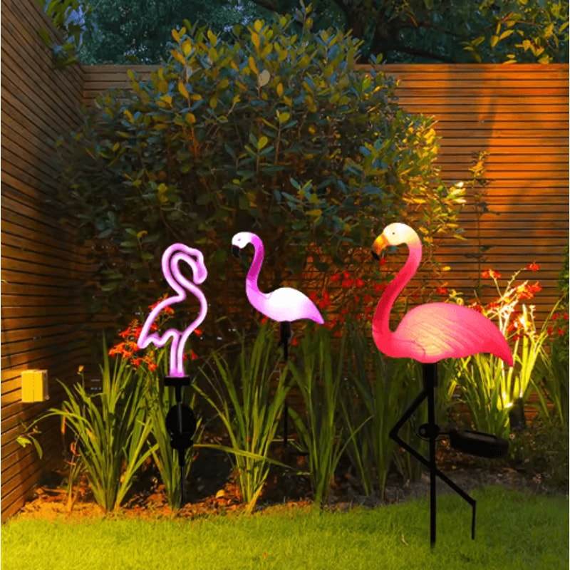 Solar Flamingo Garden Light Waterproof LED Stake Pathway Decor 0