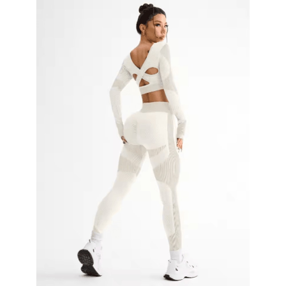 2Piece Seamless Womens Yoga Running Set Breathable Fitness Suit 2