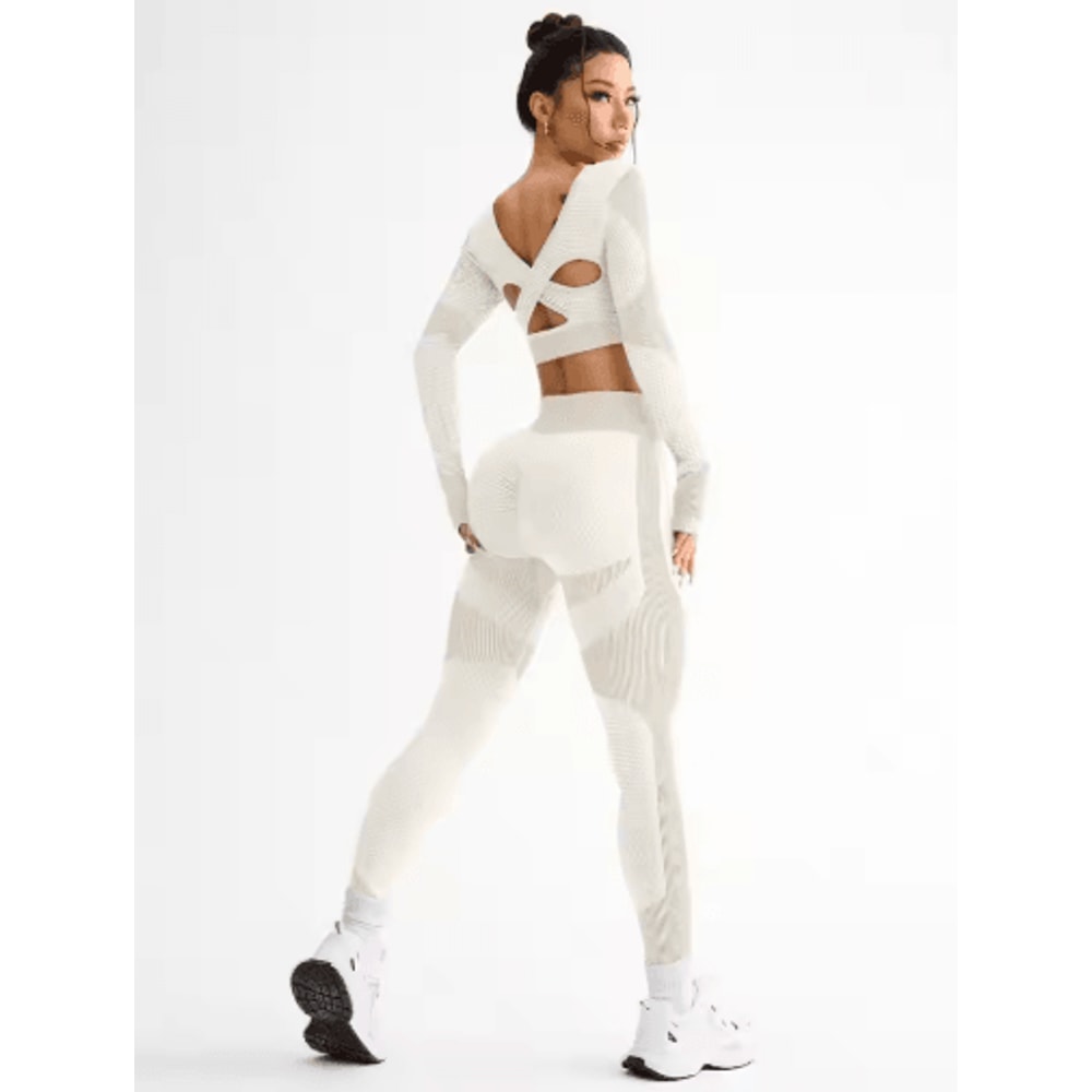 2Piece Seamless Womens Yoga Running Set Breathable Fitness Suit 7