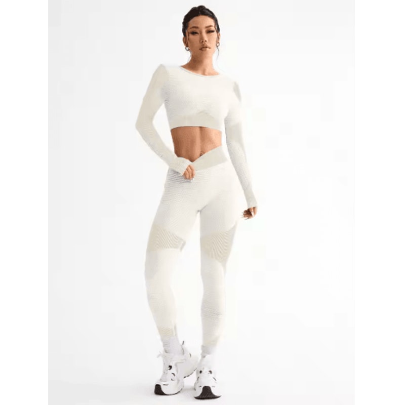 2Piece Seamless Womens Yoga Running Set Breathable Fitness Suit 8