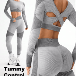 2-piece seamless womens yoga & running set breathable fitness suit