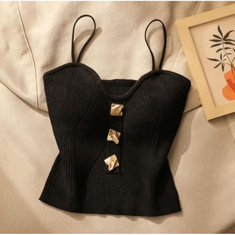 Womens Deep VNeck Knitted Cami Summer Sleeveless Halter Tank Top 6