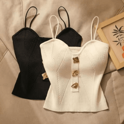 womens deep v-neck knitted cami summer sleeveless halter tank top