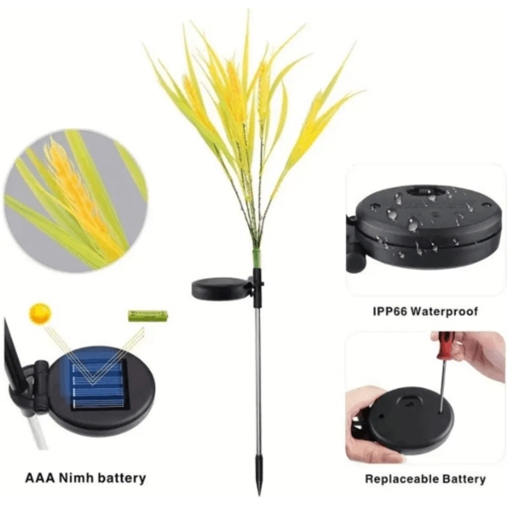 Autumn Wheat Solar Pathway Lights Waterproof Dusk To Dawn Garden Decor 1