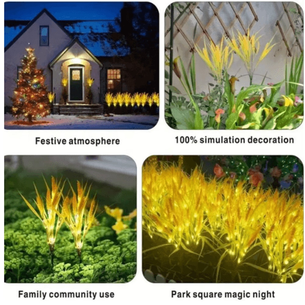 Autumn Wheat Solar Pathway Lights Waterproof Dusk To Dawn Garden Decor 2