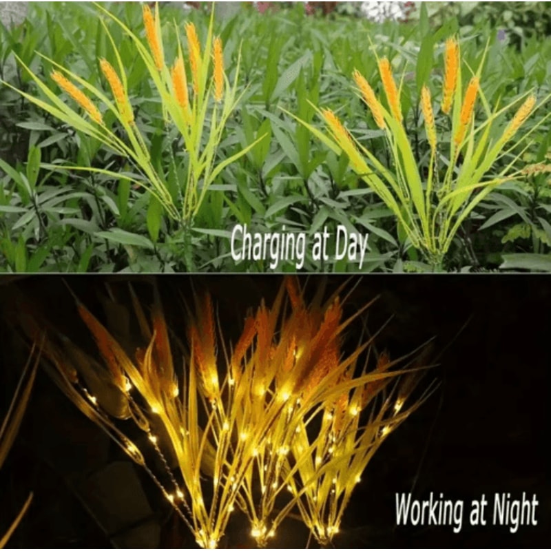 Autumn Wheat Solar Pathway Lights Waterproof Dusk To Dawn Garden Decor 3