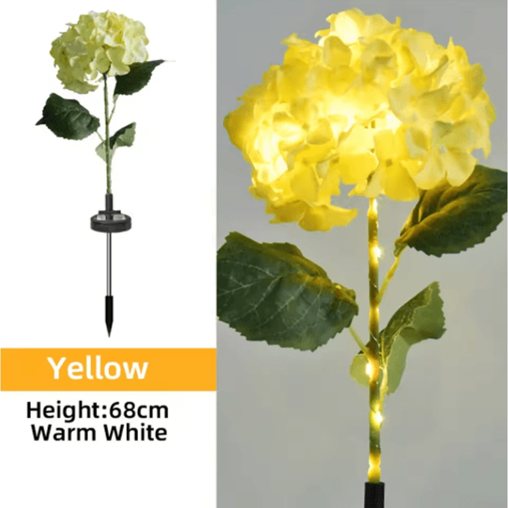 Solar Hydrangea Garden Lights Waterproof LED Flower Stake Pathway Decor 1