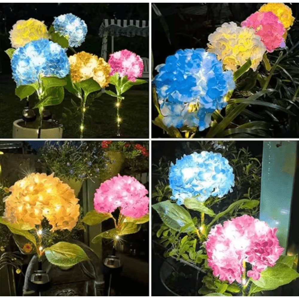 Solar Hydrangea Garden Lights Waterproof LED Flower Stake Pathway Decor 4