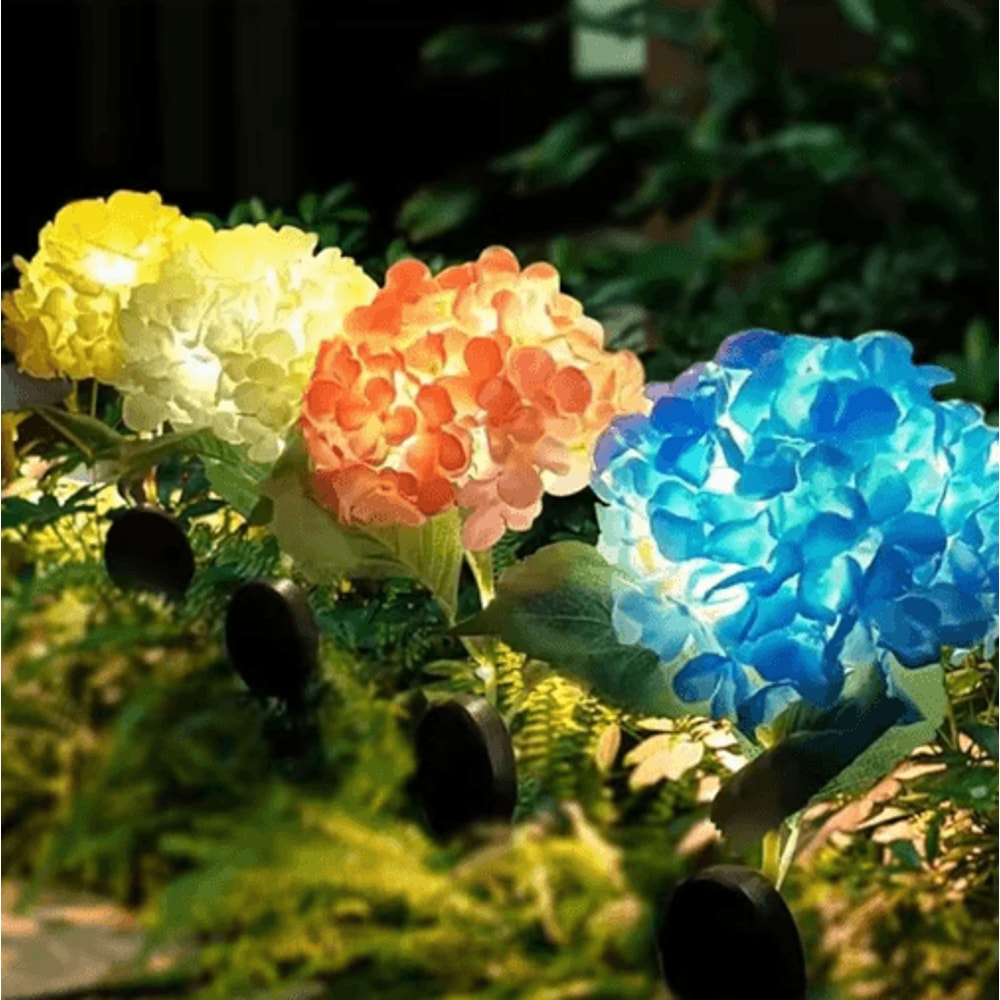 Solar Hydrangea Garden Lights Waterproof LED Flower Stake Pathway Decor 6