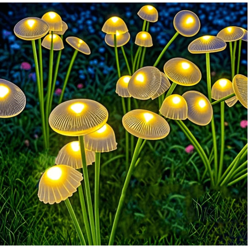 Solar Mushroom Garden Lights Dual Mode LED Jellyfish Pathway Decor 1