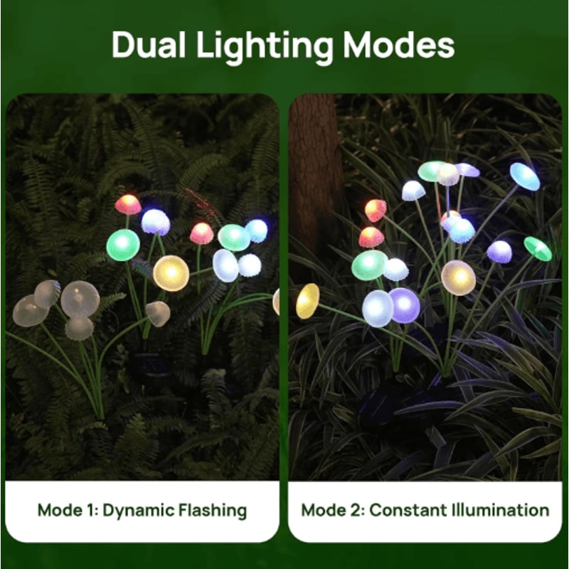 Solar Mushroom Garden Lights Dual Mode LED Jellyfish Pathway Decor 5
