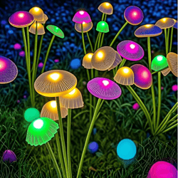 solar mushroom garden lights dual mode led jellyfish pathway decor