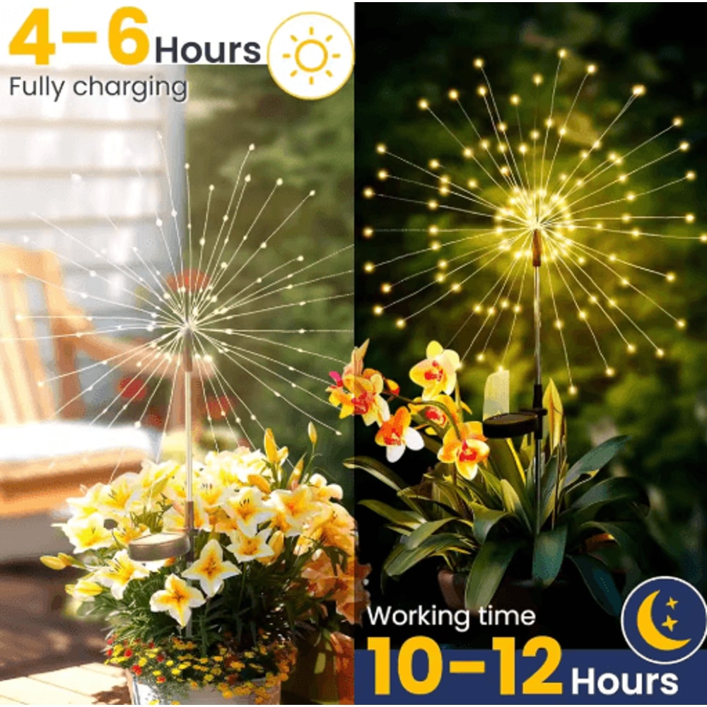 Solar LED Firework Fairy Lights Waterproof Garden Sparkler Decor 6