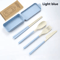 Portable Wheat Straw Cutlery Set 4PCS Travel Camping Tableware Kit 3