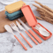 Portable Wheat Straw Cutlery Set 4PCS Travel Camping Tableware Kit 9