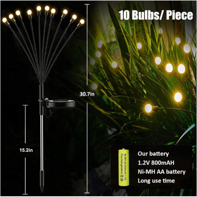 Upgraded Solar Firefly Garden Lights Waterproof Swaying Outdoor Decor 4