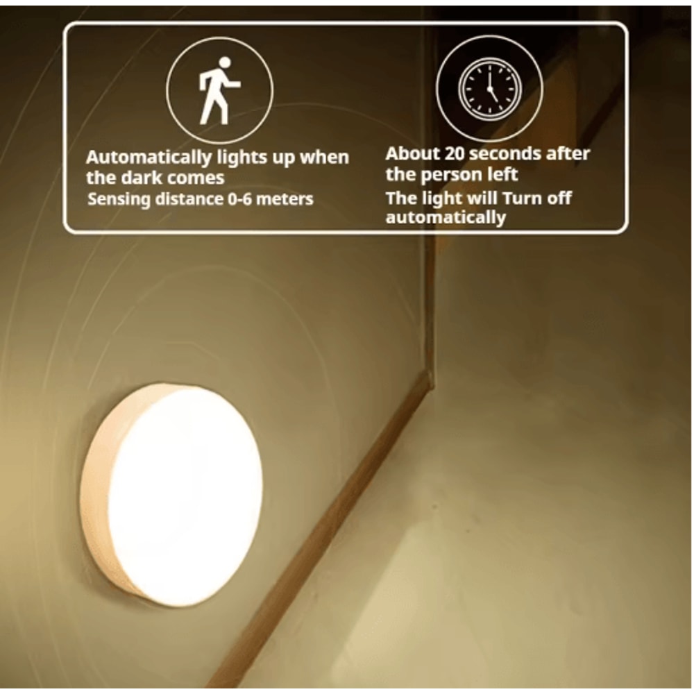 Smart Motion Sensor LED Night Light USB Rechargeable Magnetic Wall Lamp 1