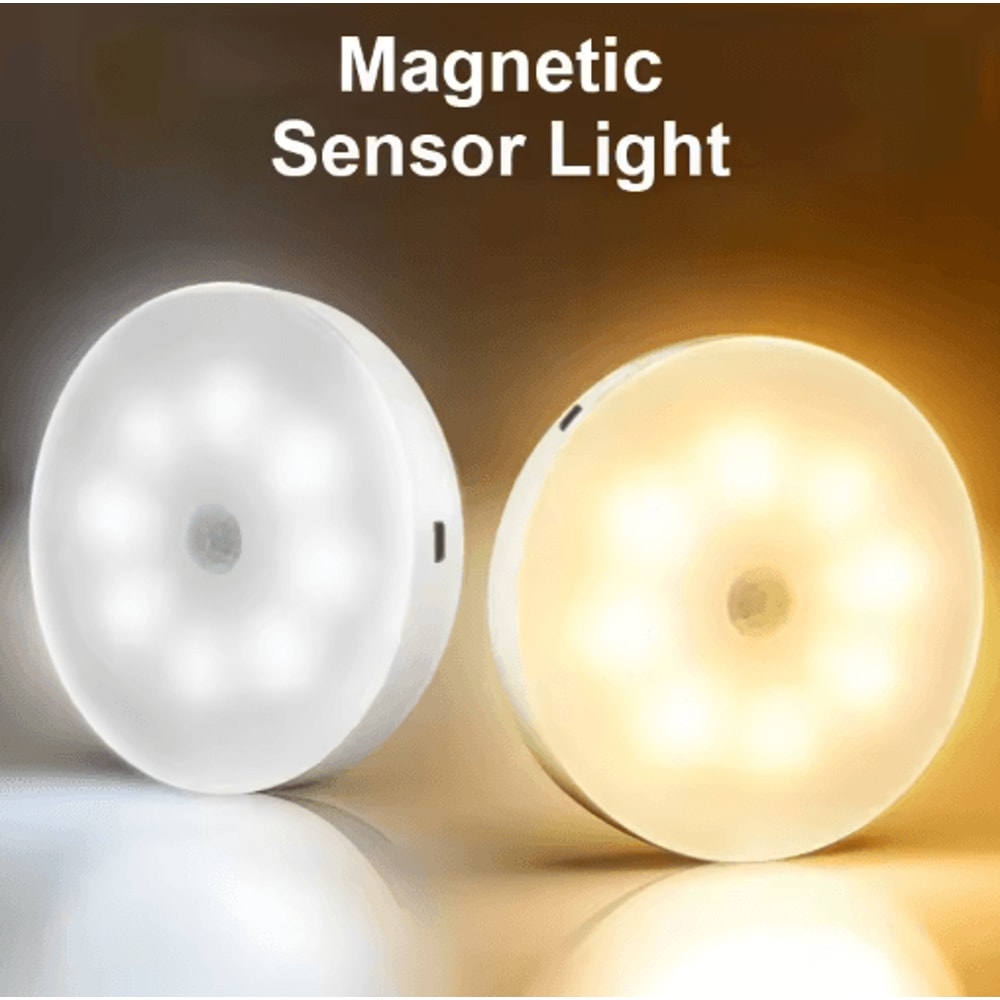 Smart Motion Sensor LED Night Light USB Rechargeable Magnetic Wall Lamp 0