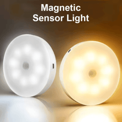 smart motion sensor led night light usb rechargeable magnetic wall lamp