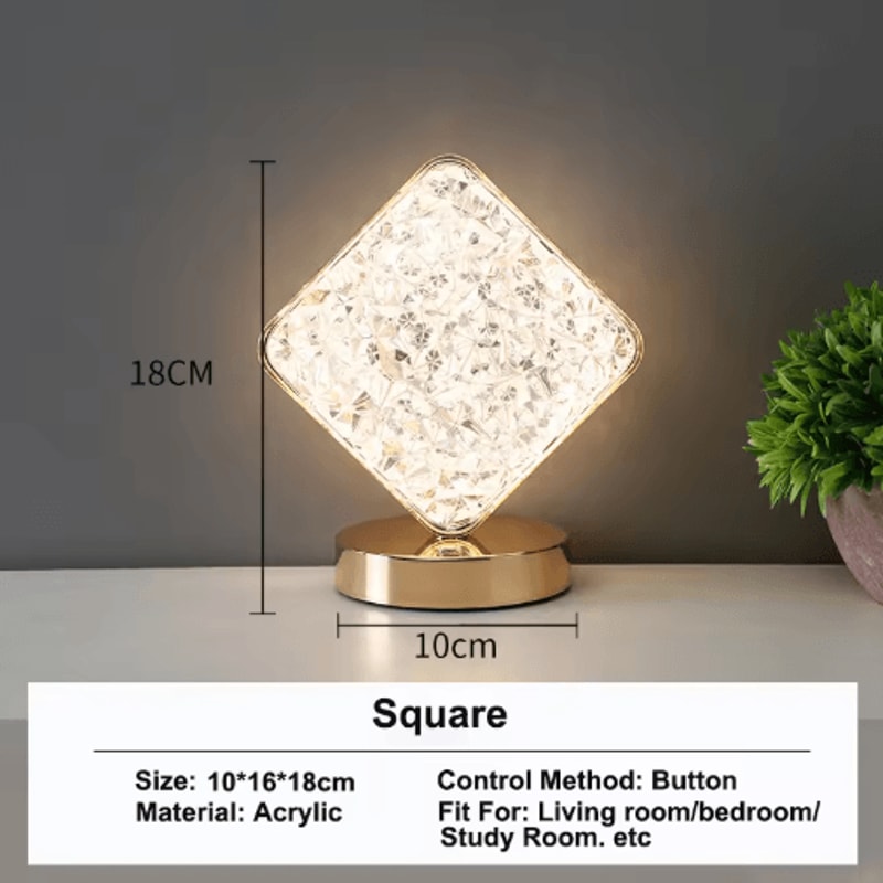 3D Crystal Touch LED Night Light USB Rechargeable Color Changing Kids Lamp 5