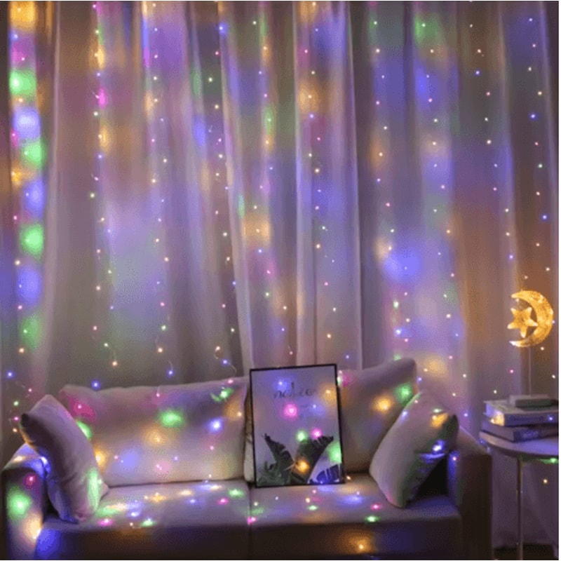 LED Curtain Fairy Lights With Remote Festoon Garland Party Decor 6