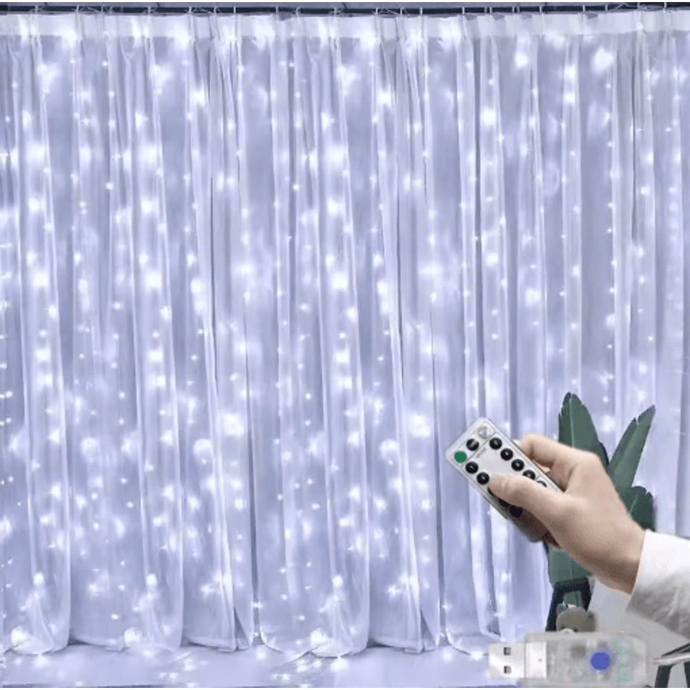 LED Curtain Fairy Lights With Remote Festoon Garland Party Decor 7