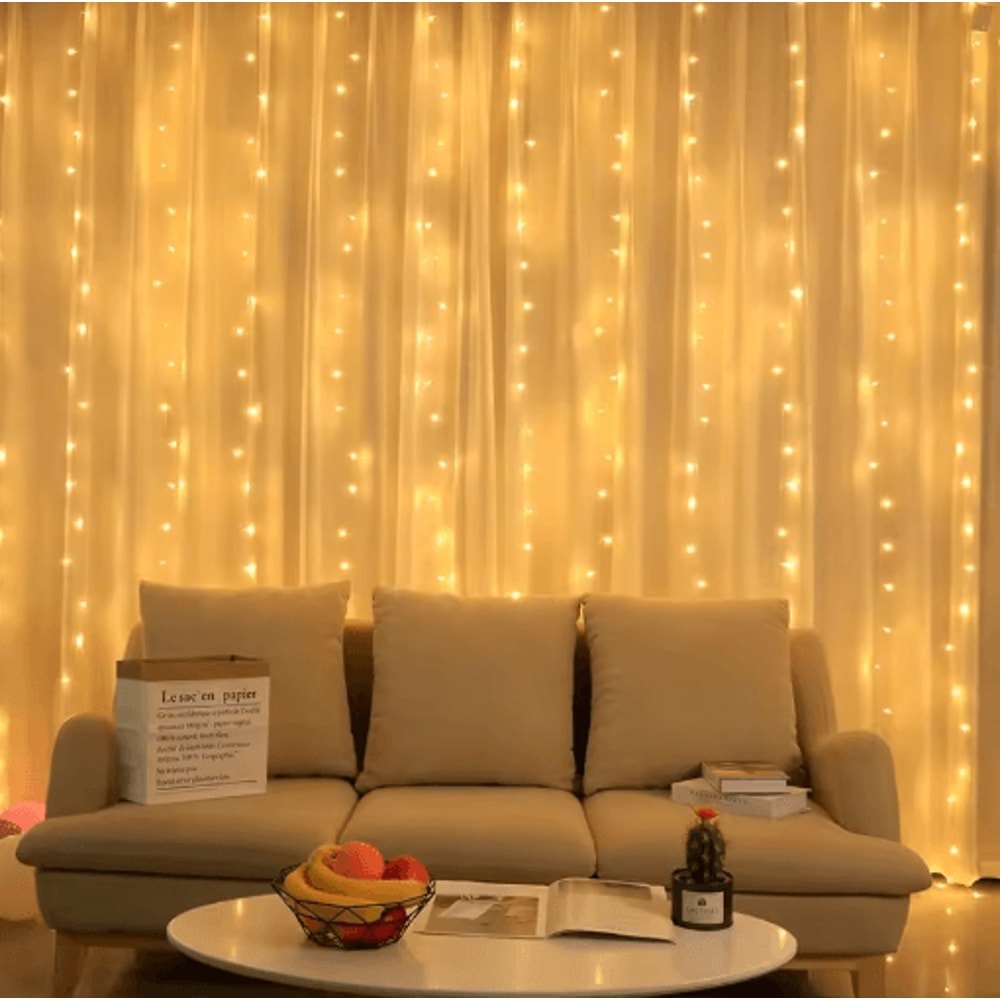 LED Curtain Fairy Lights With Remote Festoon Garland Party Decor 8