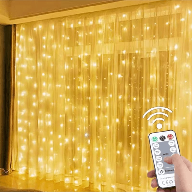 LED Curtain Fairy Lights With Remote Festoon Garland Party Decor 0