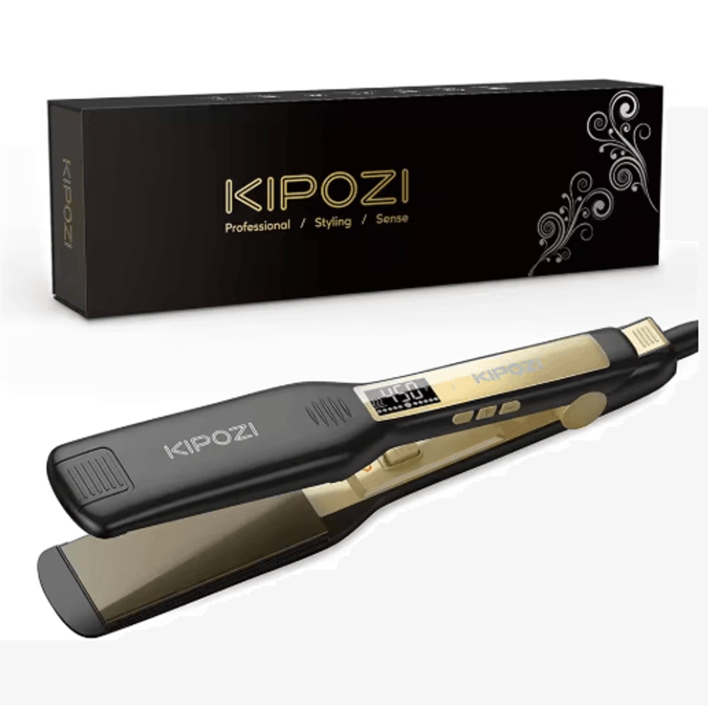 KIPOZI Titanium Hair Straightener Professional LCD Flat Iron Curling Styler 1