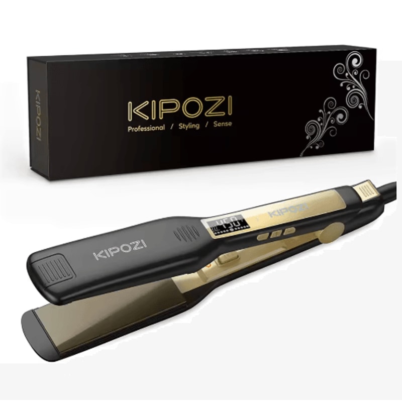 KIPOZI Titanium Hair Straightener Professional LCD Flat Iron Curling Styler 1