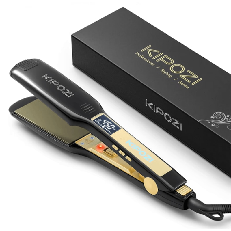 KIPOZI Titanium Hair Straightener Professional LCD Flat Iron Curling Styler 0
