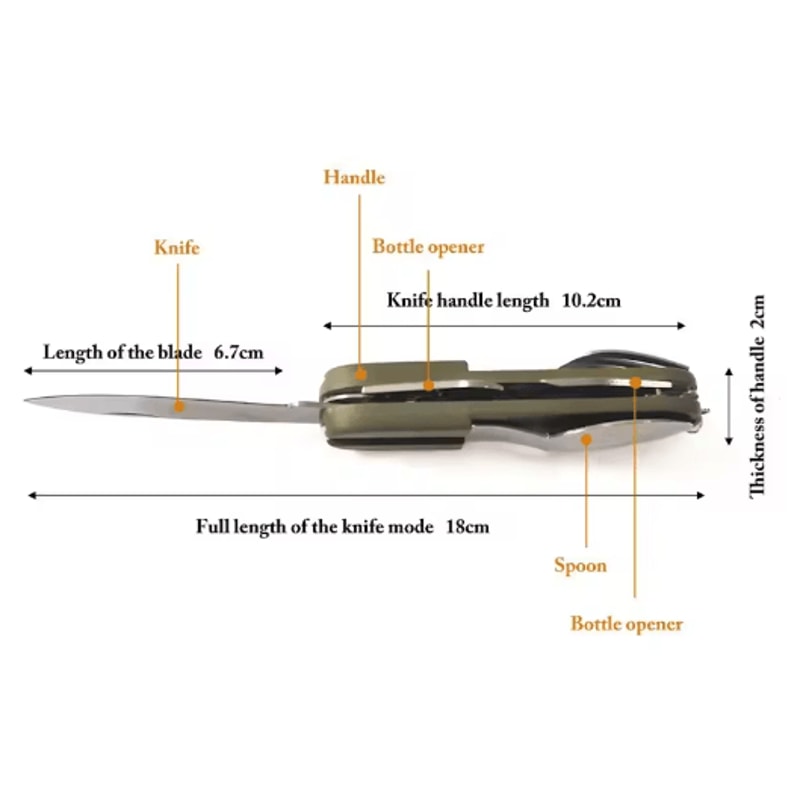 TrailMate 7in1 Camping Utensil Foldable Stainless Steel Multi Tool Cutlery 2