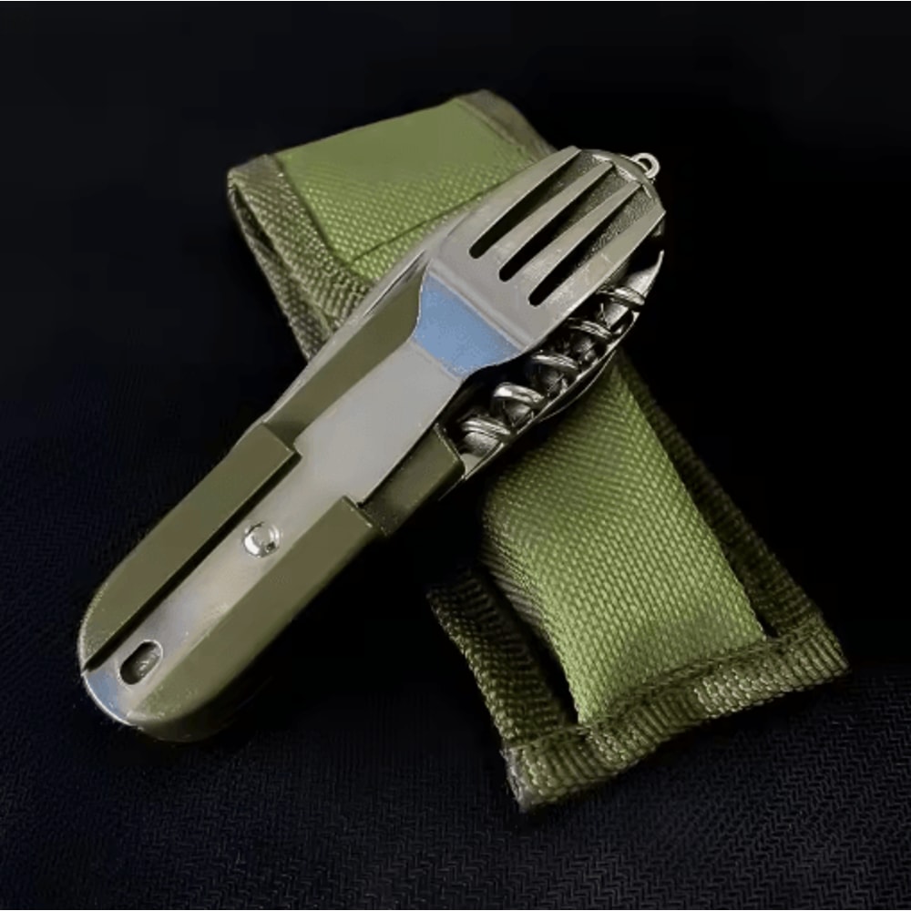 TrailMate 7in1 Camping Utensil Foldable Stainless Steel Multi Tool Cutlery 0