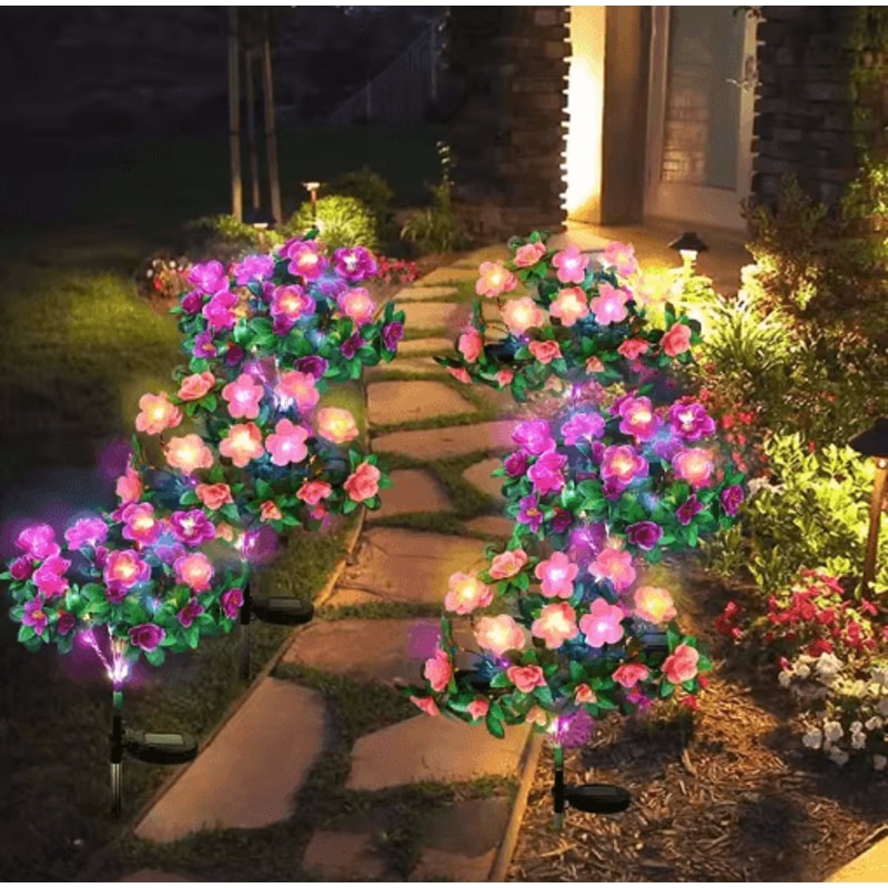 BloomGlow Solar Flower Garden Lights Waterproof LED Landscape Lights For Pathways Patio 0