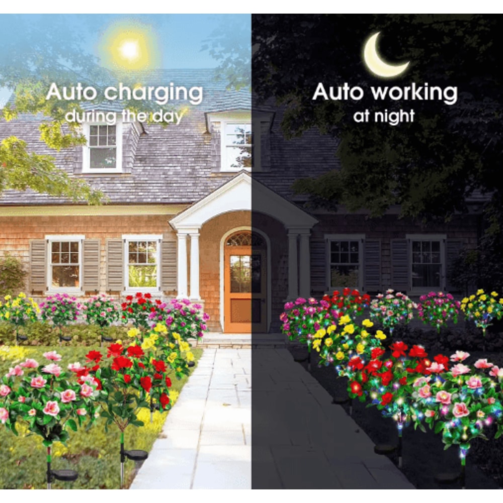 BloomGlow Solar Flower Garden Lights Waterproof LED Landscape Lights For Pathways Patio 8